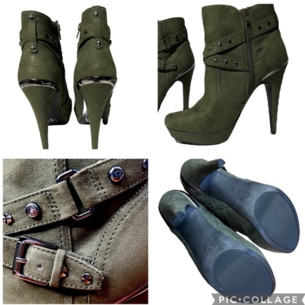 GUESS GBG SUEDE GREEN BOOTIES Sz 10